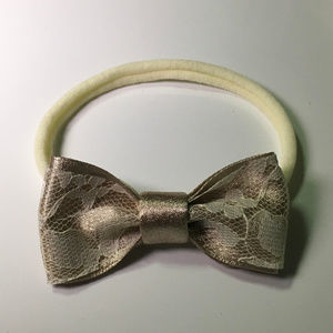 Saitin and lace bow Headband Newborn